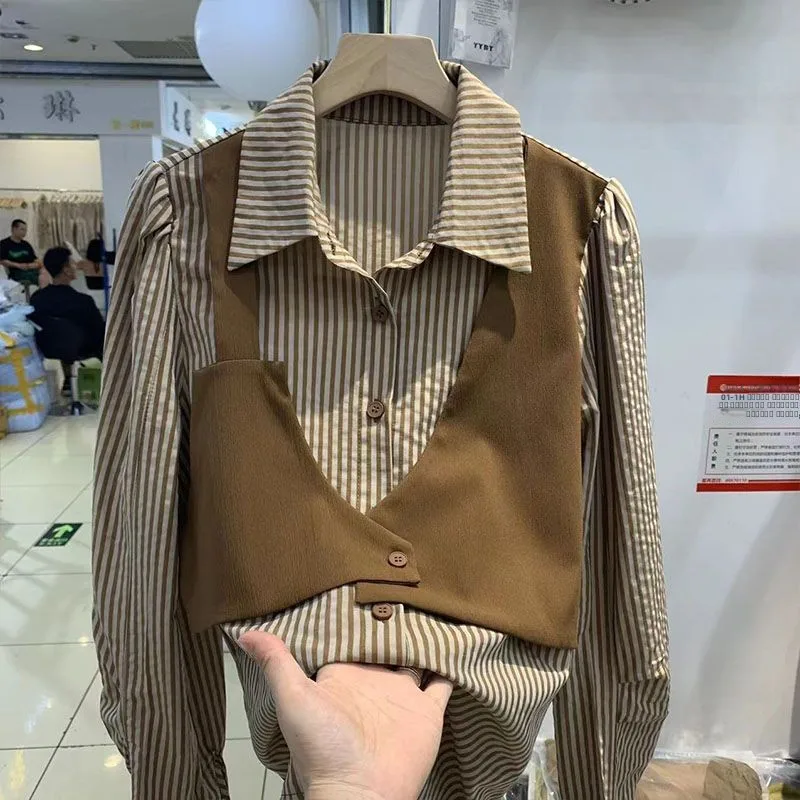 

Мужская свободная длинная рубашка-поло в полоску больших размеров (до 300 фунтов), осенне-зимняя, с эффектом двухслойного дизайна, из полиэстера...