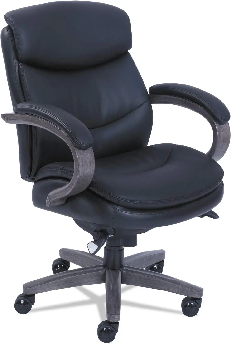 48963A Woodbury Mid-Back Executive Chair, Supports 300 Lbs., Black Seat/Back, Gray Base