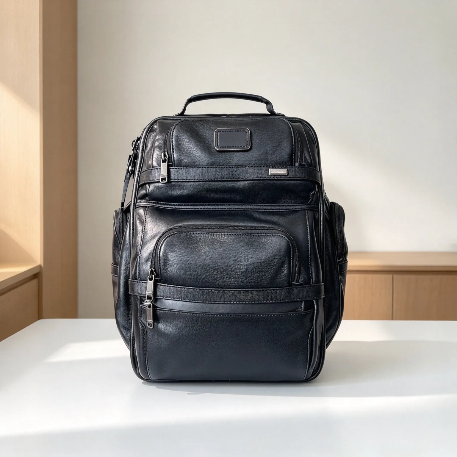 Men's Full Grain Leather Backpack, Business Casual Laptop Bag, Commute & Travel Rucksack