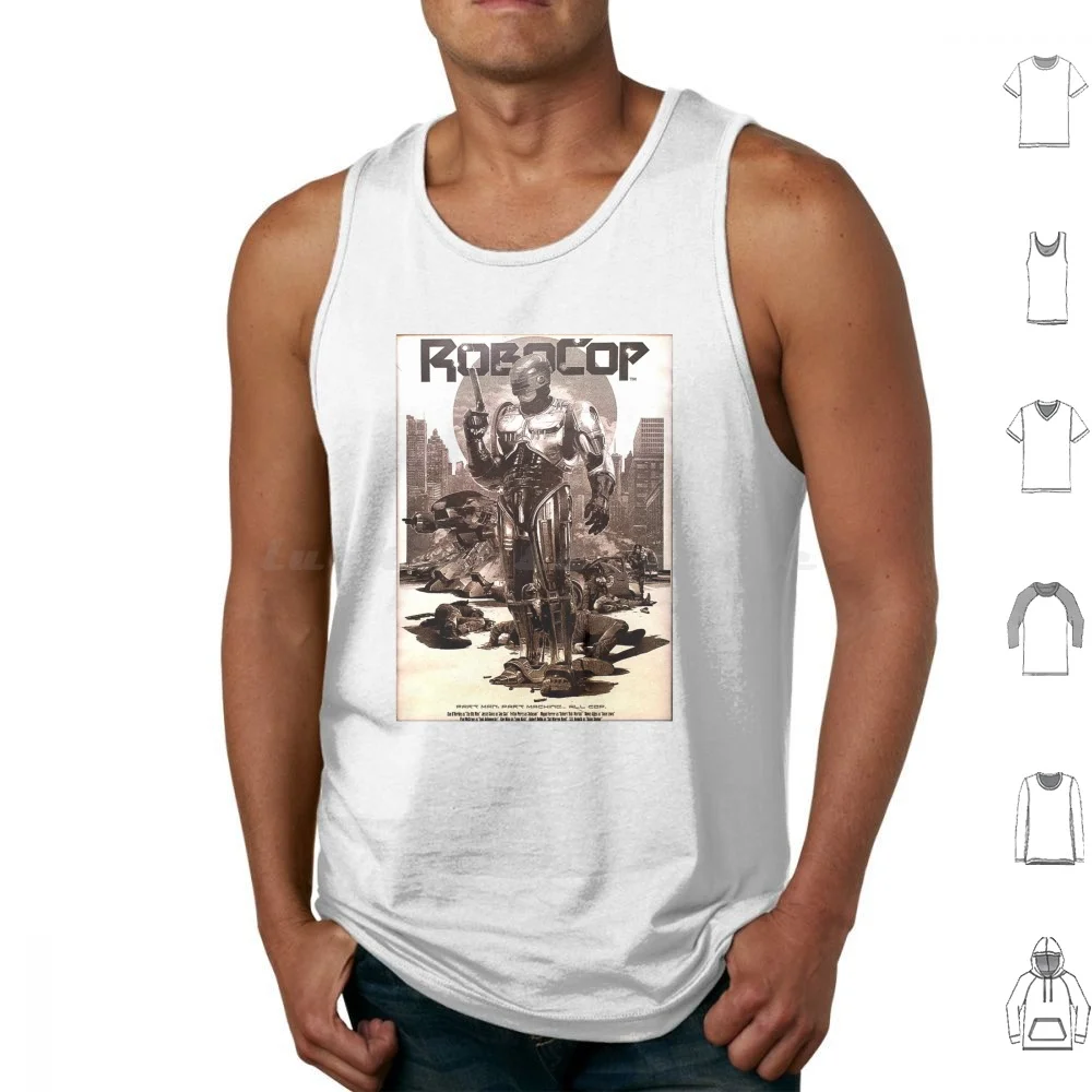 Vintage Poster Tank Tops Vest Sleeveless Vintage Movie Fan Geek Retro Sci Fi Robot Cop Robo Detroit Action Future