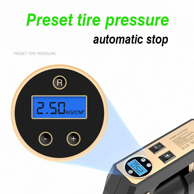 Car Air Compressor 12V Portable Fast Inflator Electric Air Pump Digital Auto Tire Pump for Car Motorcycle Bicycle With LED Light