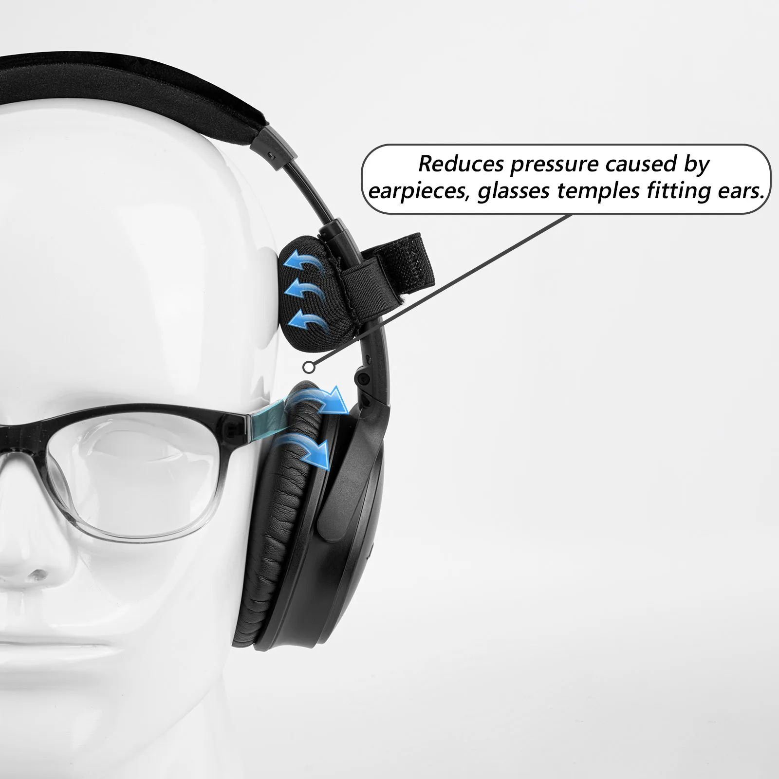 Geekria QuickFit Headphones Ear Pads Kit for Glasses, Compatible with Bose QuietComfort QC45, QC35, QC35 ii