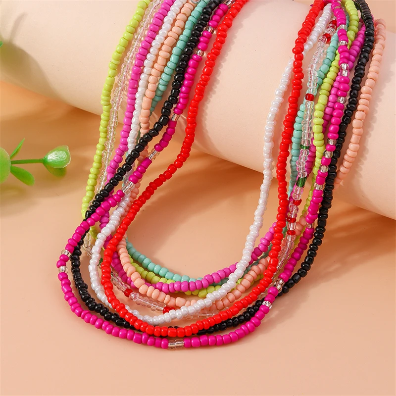 Mode bunte einfache handgemachte Perlen Halskette für Frauen Mädchen Party Festival Schmuck Geschenke – Detail 2