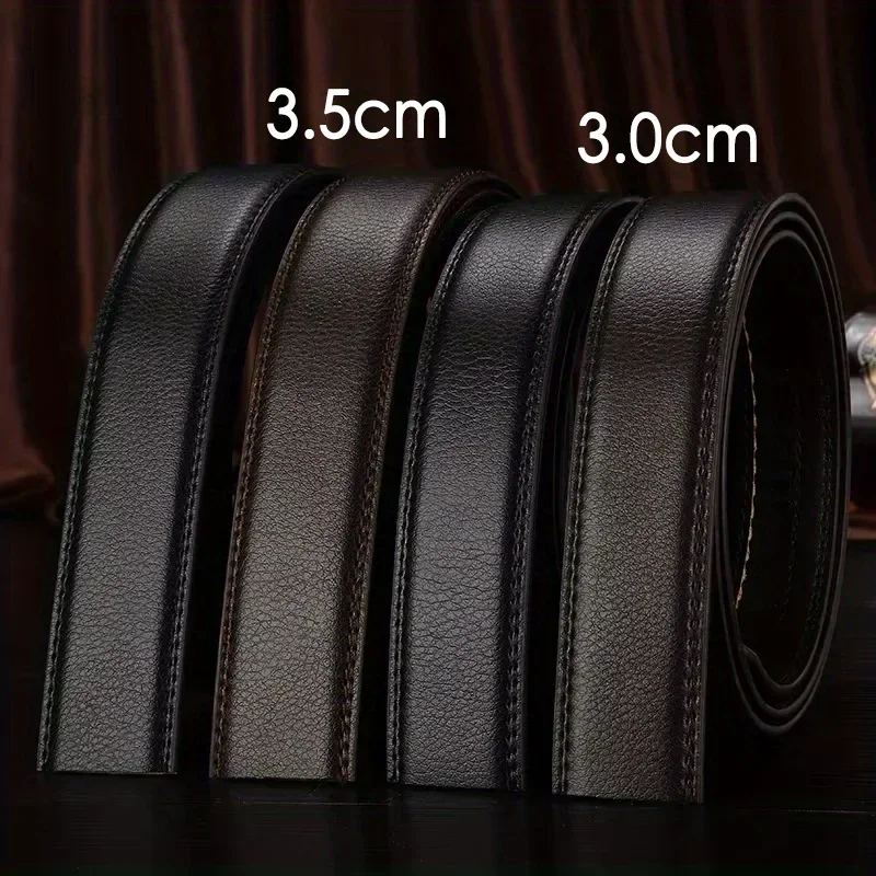 Men and Women No - Buckle PU Business Belt - Width 3.0cm - 3.5cm, Suitable for Jeans