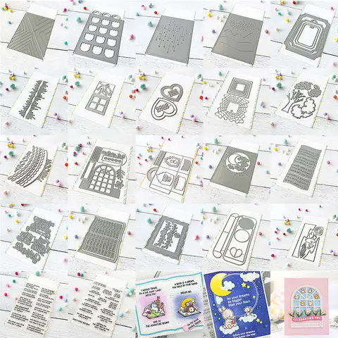 Troqueles de corte de Metal, pancarta de folleto, marco de corazón de amor en capas, deseos cálidos, sellos transparentes para tarjetas de papel DIY, plantilla para hacer manualidades