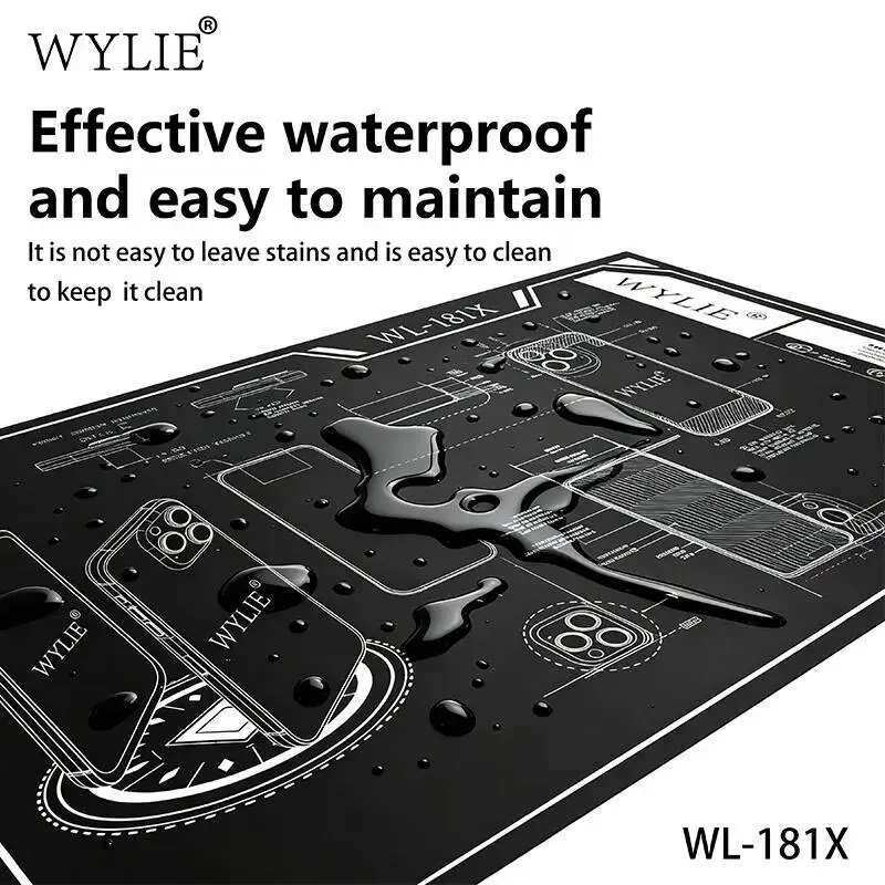 WYLIE WL-181X Silicone Soldering Pad Platform Mat Heat-resistant 500° Magnetic Heat Insulationfor Welding Station Phone Repair