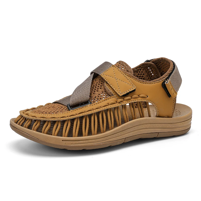 Summer Men Sandals Women Slippers Weaving Design Beach Sandals Breathable Casual Flat Sandals Outdoor Couples Sandals Size 46