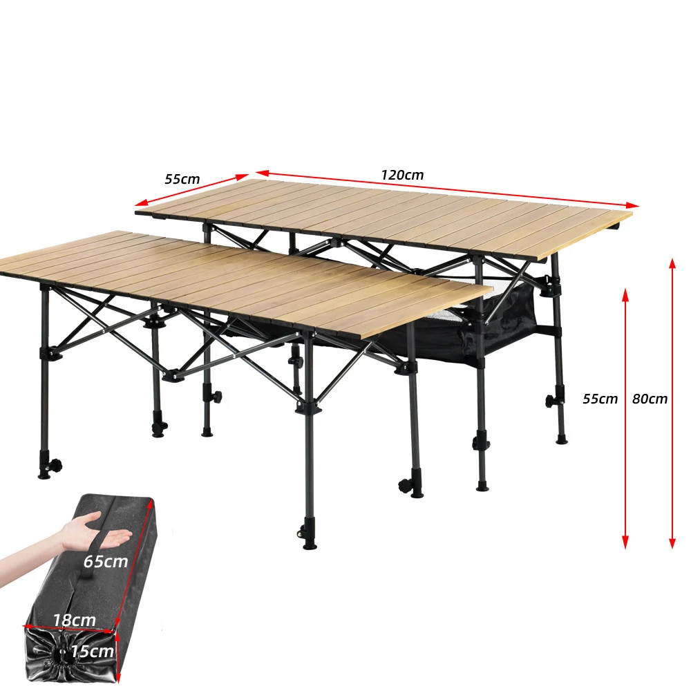 

APT007-2 Portable Outdoor Camping Aluminium Patio Garden Lift Tables Wood Grain Foldable
