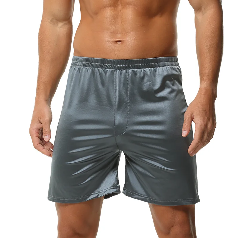 

Mens Boxers Satin Silk Boxer Solid Sports Fitness Bulge Pouch Panties Casual Sleep Underwear Loose Large Size Shorts Knickers