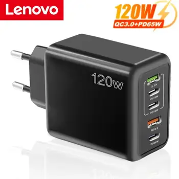 Orijinal Lenovo 120W hızlı şarj 5 port USB C PD arayüzü şarj hızlı şarj telefon şarj adaptörü için Xiaomi Samsung