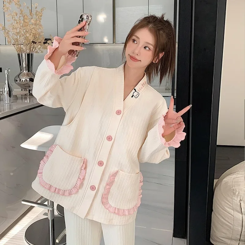 3XL Plus Size Maternity Pajamas Women Spring Autumn Pregnancy Three-piece Set Confinement Clothes Postpartum Breastfeeding Set