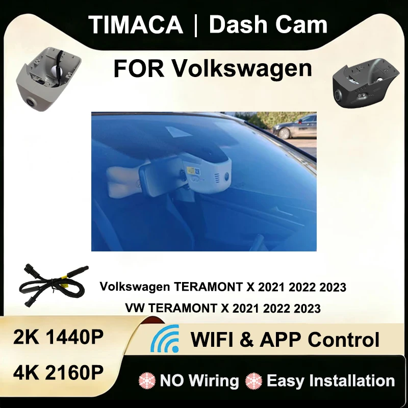 for Volkswagen VW TERAMONT X 2021 2022 2023 Dash Cam Front Rear Camera DVR 2K 4K 2160P Wifi Plug and Play Video Recorder