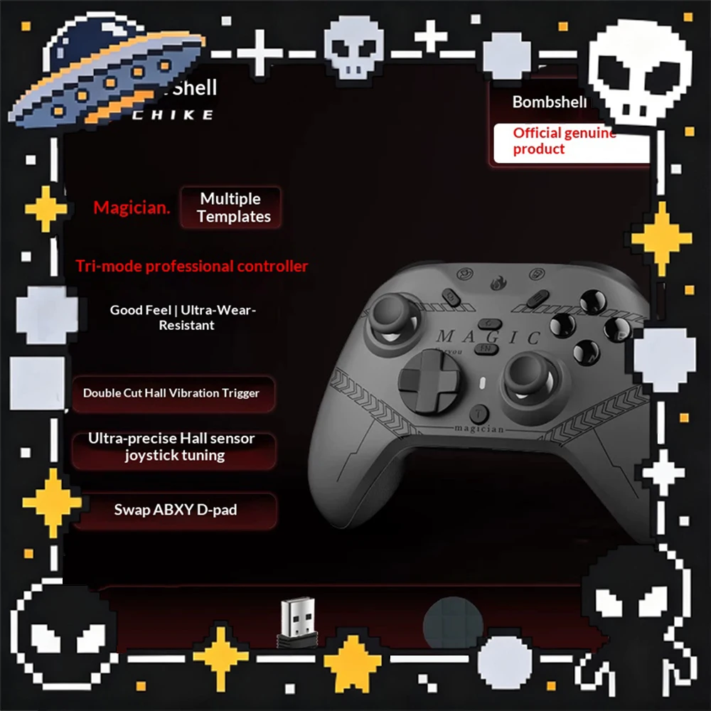 CHIKE magician Gamepads Wireless Double-cut Hall vibration trigger Extreme hall rocker set-up Game Handles ABXY disc interchange
