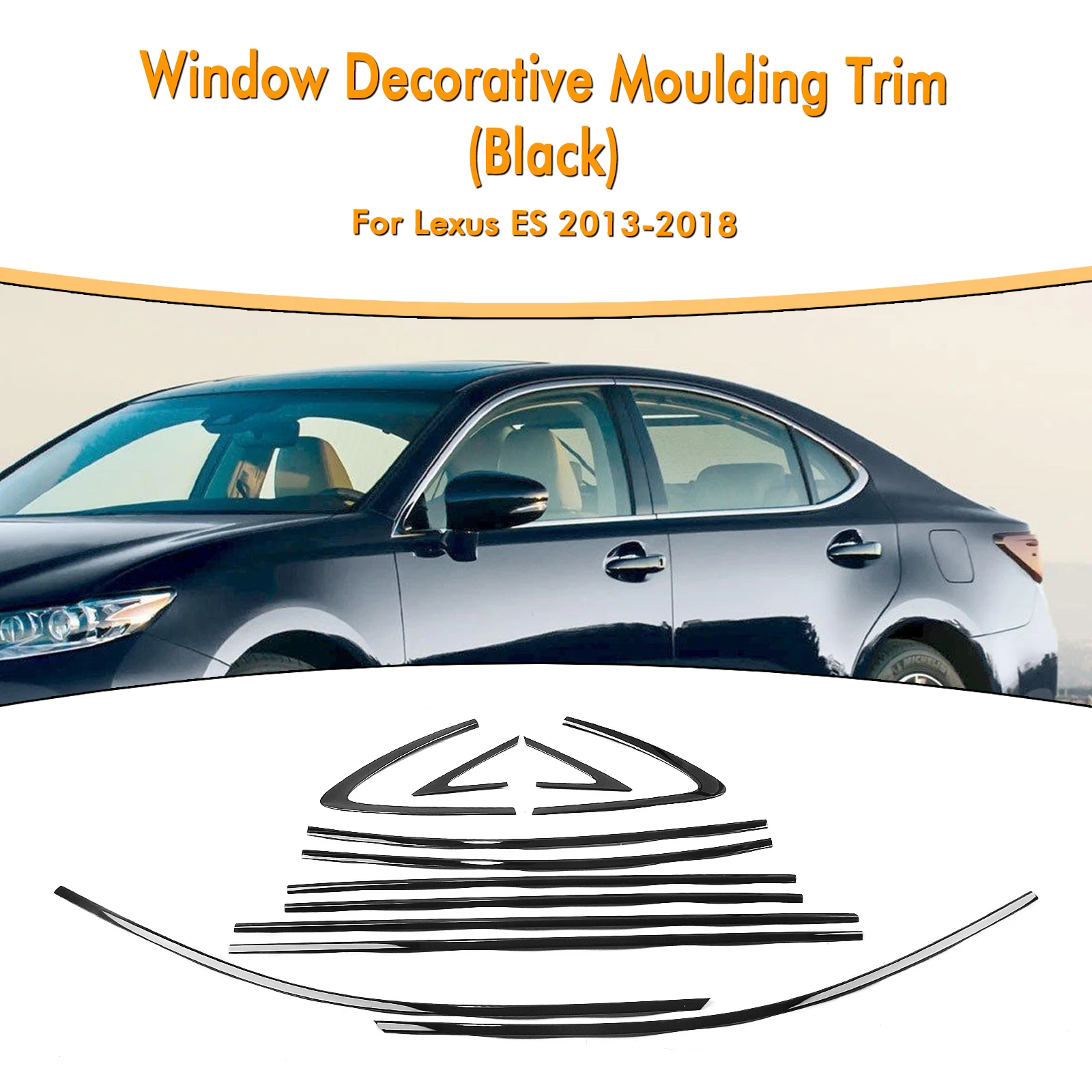 

For Lexus ES 2013-2018 Exterior Window Trim Strip Titanium Black Door Waterproof Seal Shade Moulding Decorative