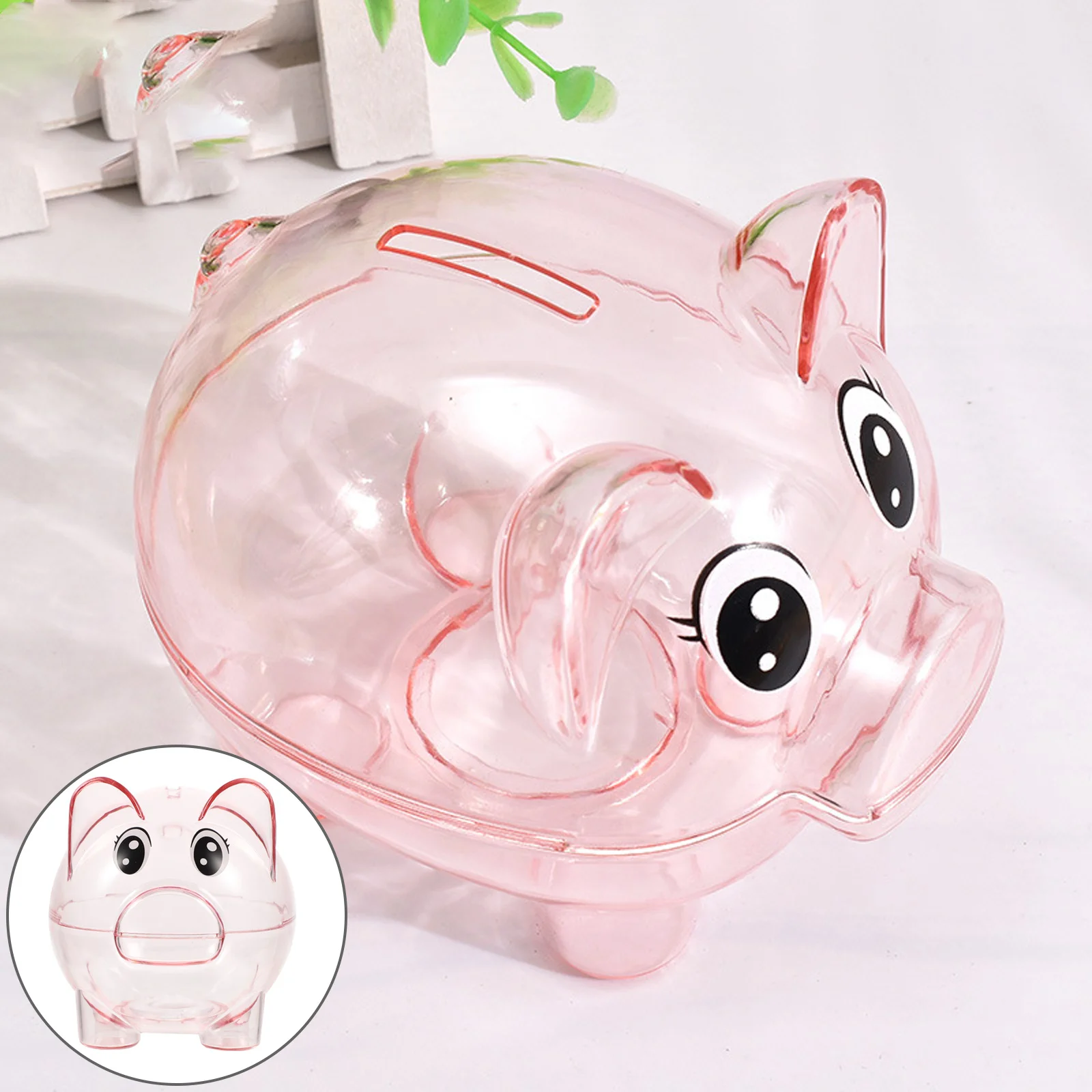 

2Pcs Clear Cylinder Piggy Bank Transparent Money Box for Children Daily Savings Cute Design Handmade Craftsmanship Gift Idea