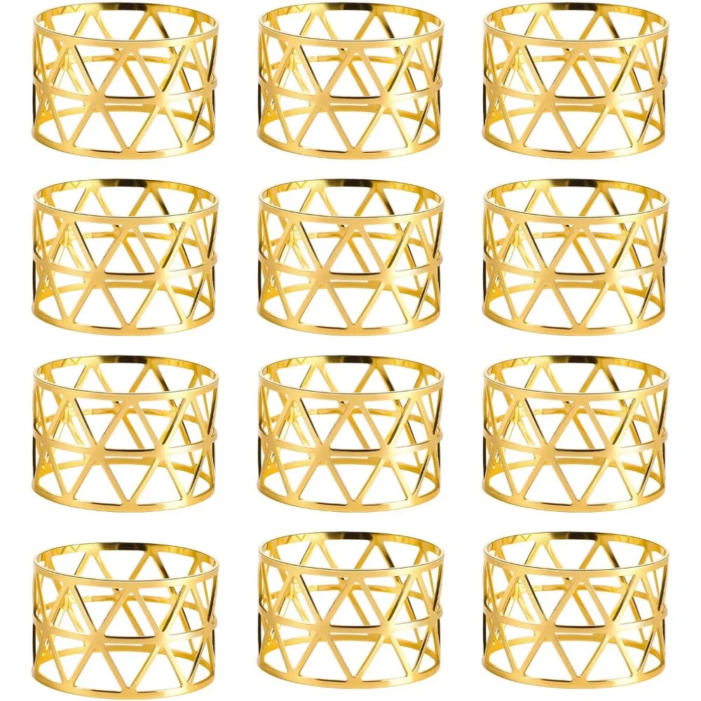 

12 шт. золотые кольца для салфеток — набор из 12 металлических держателей для колец для салфеток для настройки праздничного стола