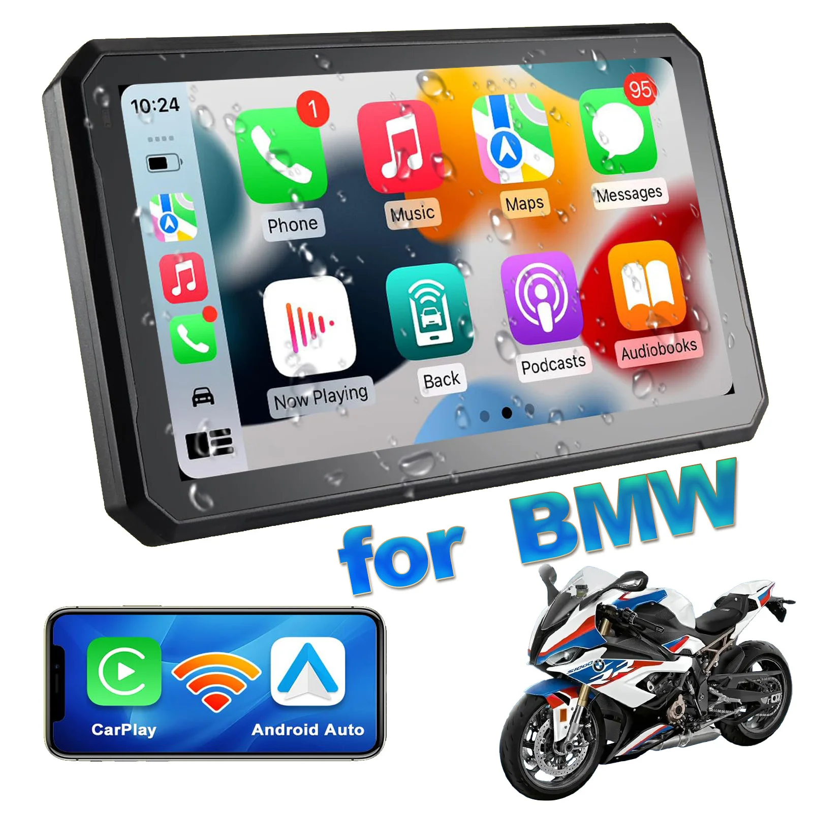7 Inch Android Auto Carplay Navigator for Bmw Motorcycles GPS Screen Wireless Carplay Screen  Motorcycle Waterproof Display