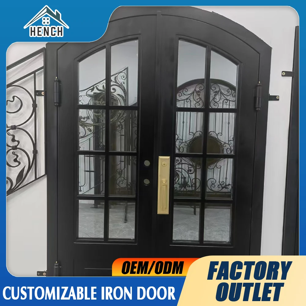 Premium Quality French Wrought Iron Doors Stylish and Secure Glass Double Iron Doors