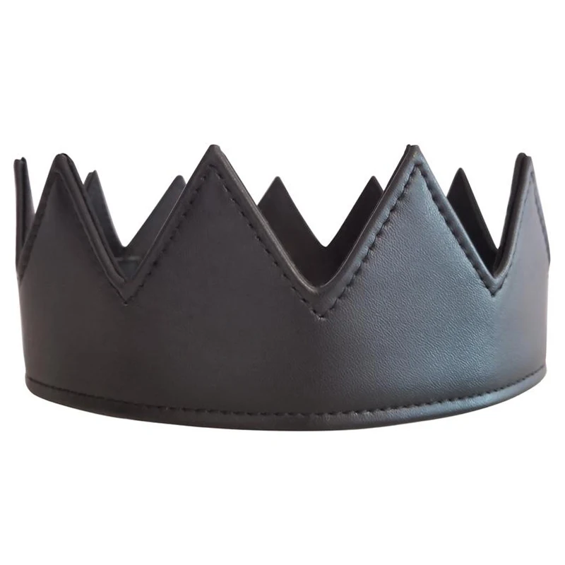 Medieval Gothic Punk Headband Crown Adjustable PU Leather Headwear Hair Ornament King Queen Costume Party Birthday Accessory