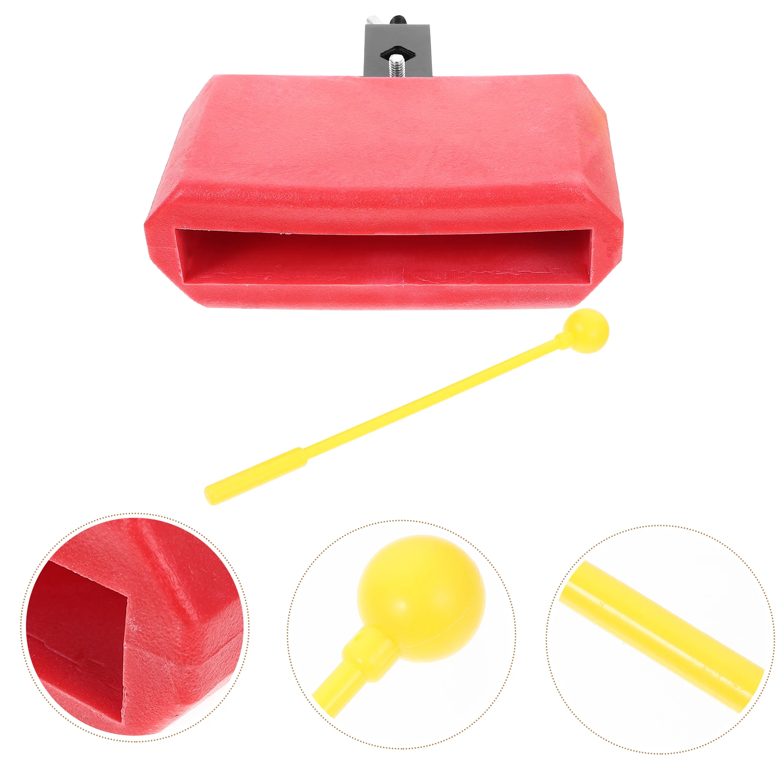 

Portable Plastic Drum Percussion Accessory Durable Sturdy Cow Bell Holder With Mallet Lightweight Red For Latin Music