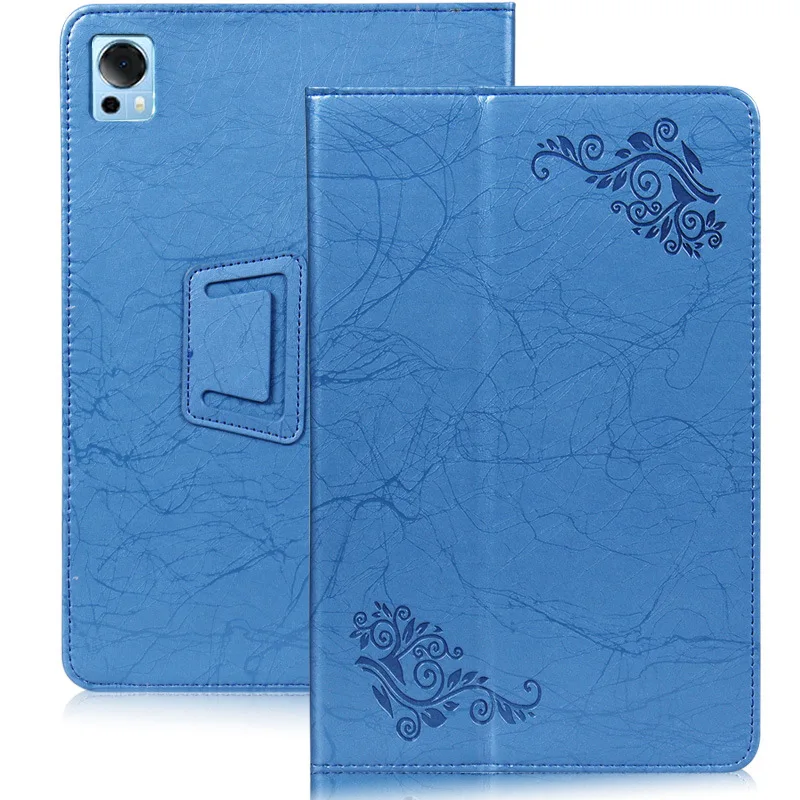for DOOGEE T20 T20S Tablet Cases Foldable Stand Silk Floral Luxury PU Leather Flip Sleeve Protective Cover Shockproof Shell