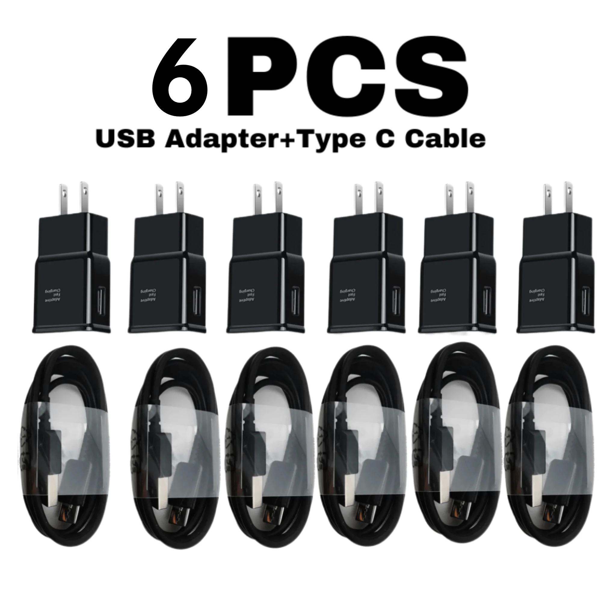 

6pcs Lot Adaptive Fast Charger Wall Block USB Type C Cable For Samsung S20 S9 S8