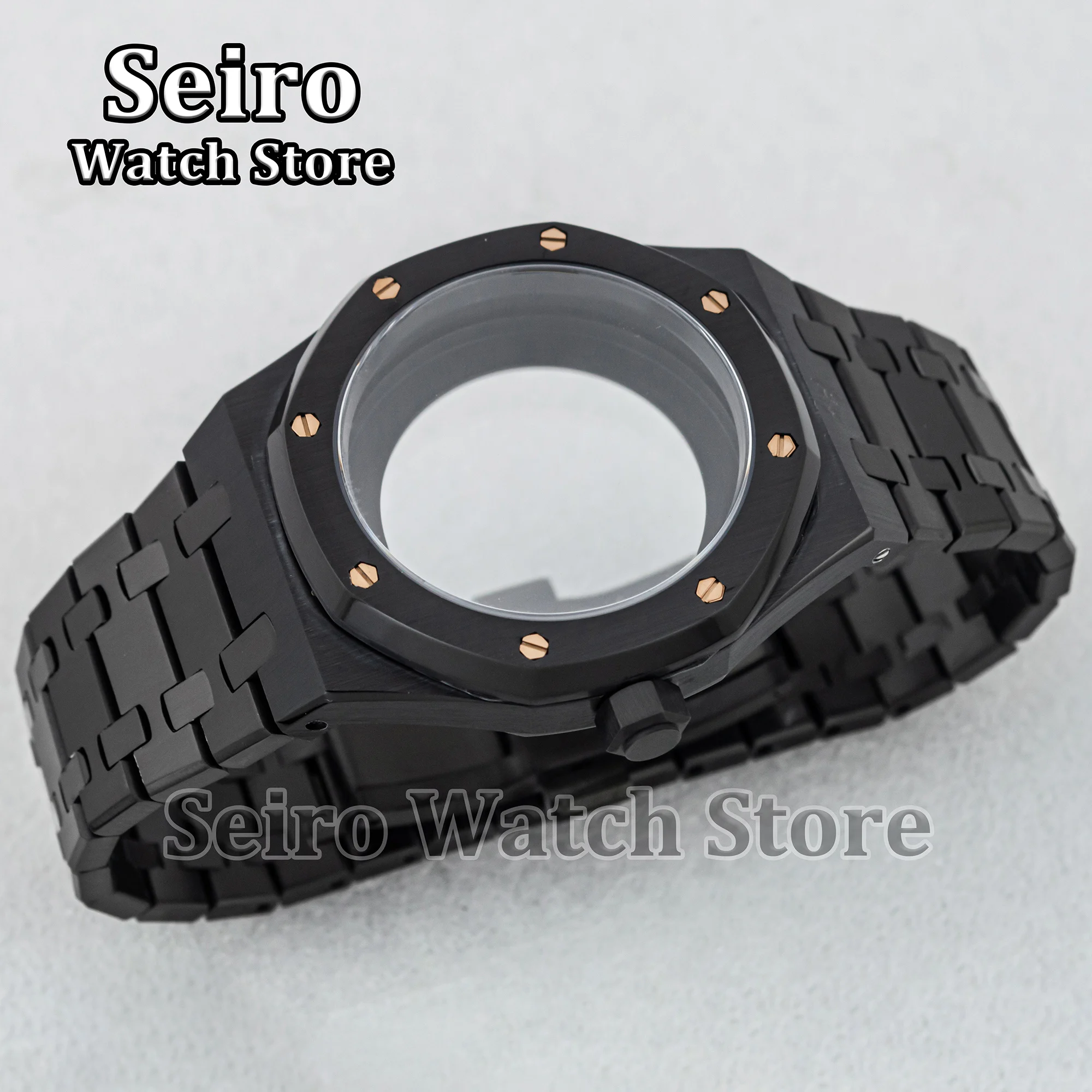 Waterproof Stainless Steel Octagon Watchcase, NH35 Case Strap, 42mm, PVD prata, ouro preto, ouro rosa, NH36 Movement Parts, 100m