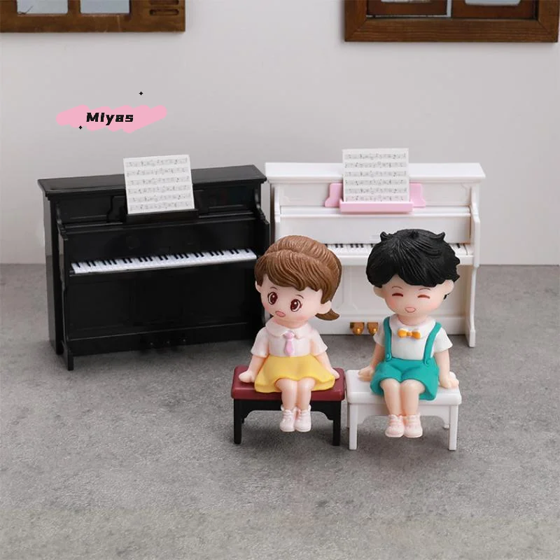 1 ensemble de meubles de Piano simulé pour maison de poupée, modèle de jouet, Instruments de musique miniatures, maison de poupée, accessoires de scène de maison de jeu