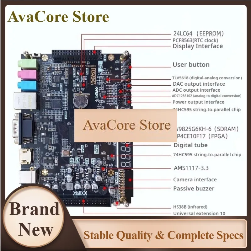 AvaCoreElectronics Diy Kit EP4CE10 FPGA PCB Board With ADC/DAC Audio Ethernet HDMI-compatible USB Blaster Programmer Sound Ampli