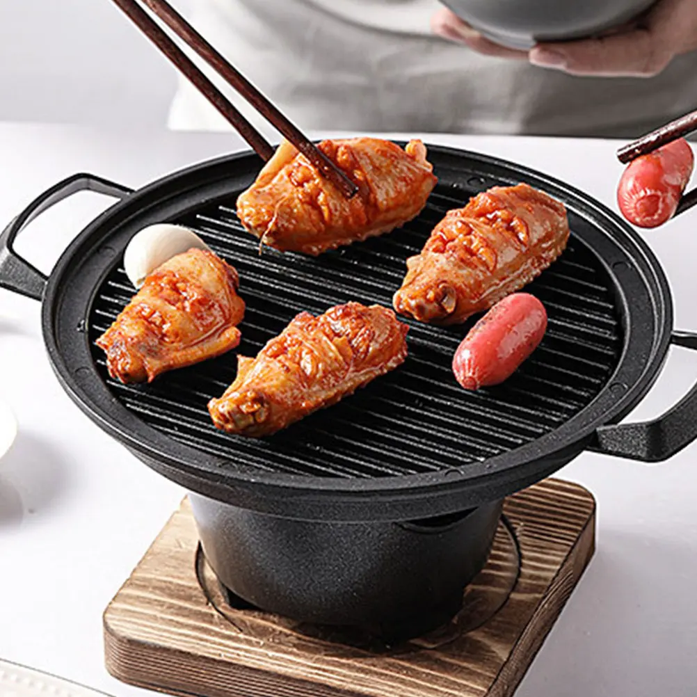 

Aluminum Durable Barbecue Pan for Gas Electric Stoves Lightweight Practical Korean BBQ Plate Home Tray Portable Restaurant Grill