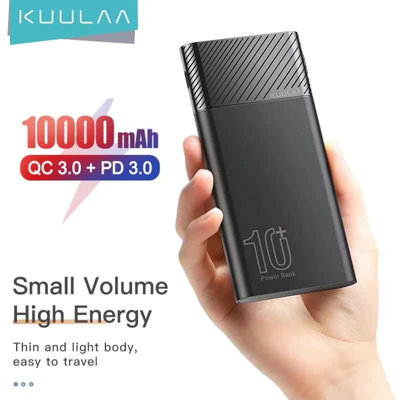 

KUULAA 10000mAh Power Bank Portable Charger PowerBank QC PD 3.0 Fast Charging External Battery For iPhone 16 15 Xiaomi Samsung