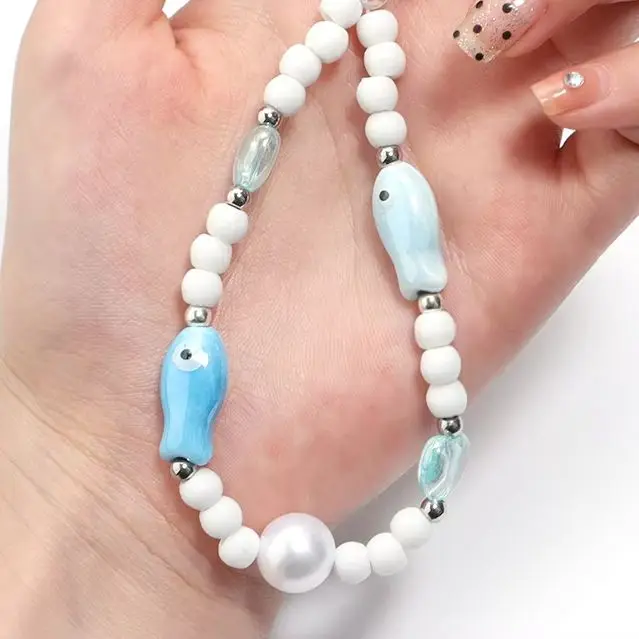 10pcs/lot Colorful Ceramic Small Fish Beads Spacer Loose Beads For Jewelry Making Crafts Handmade DIY Bracelet Accessories