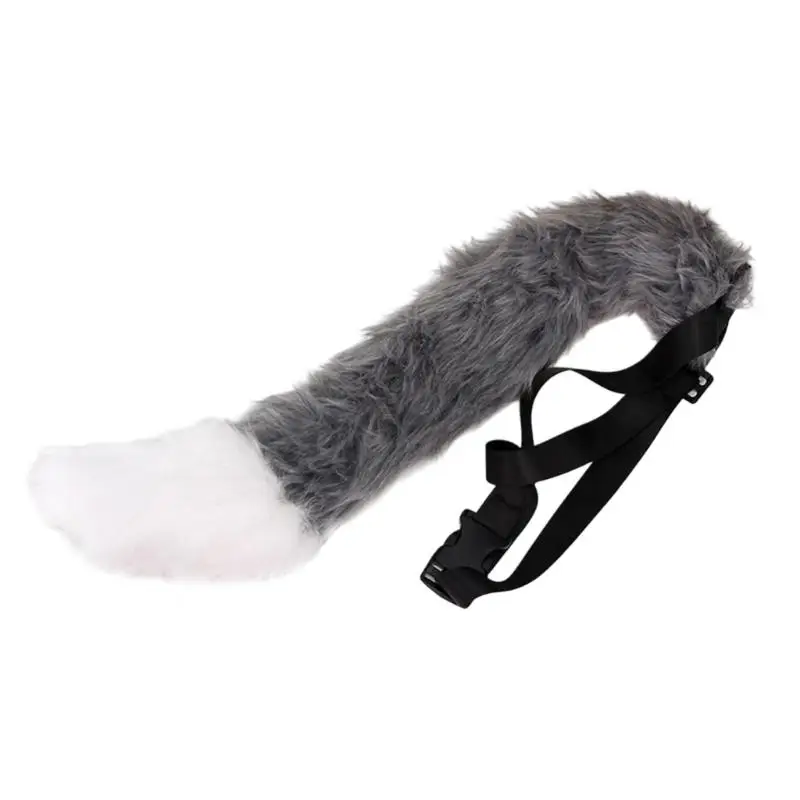 39BD High-Density Plush Animal Costume Accessory, Gray and White Fuzzy Accent for Themed Looks, Cosplay, and Photo Styling