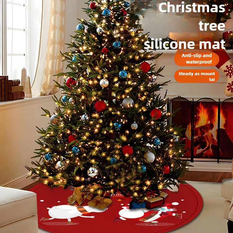 

Christmas Tree Rug Non-Slip Holiday Snowflake Design Round Carpet for Living Room Bedroom Easy Clean Skid Proof Door Mat