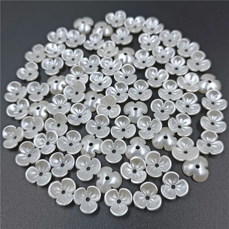 100 pièces de perles blanches en acrylique, pendentif pour collier, bracelet, boucle d'oreille, bijoux à faire soi-même, feuilles, accessoires exécutifs