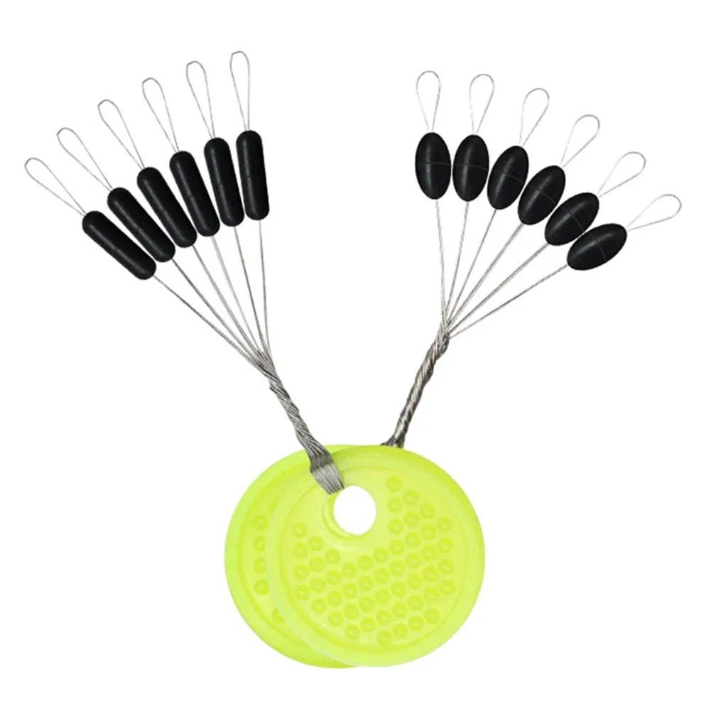 60/360Pcs 10Set S M L Rubber Space Beans Oval/Long Column Stopper Fishing Bobber Float Fishing Float Folat Line Stopper