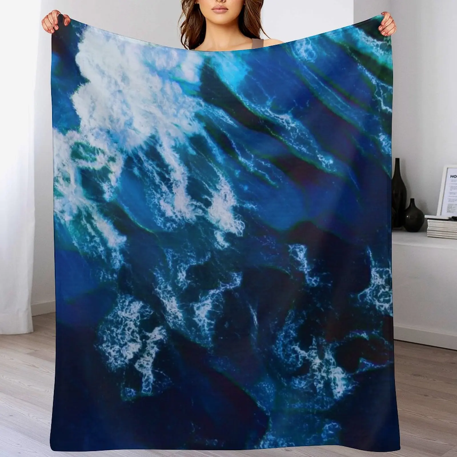 

Ocean Waves Throw Blanket Warm Plush Fuzzy Blanket for Living Room