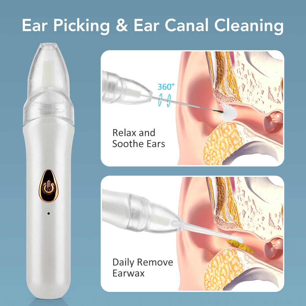 

Electric Ear Cleaner Ear Picking Tool Set Goose Feather Stick Ear-Picking Massage Ear Canal Cleaning Portable Earwax Removal