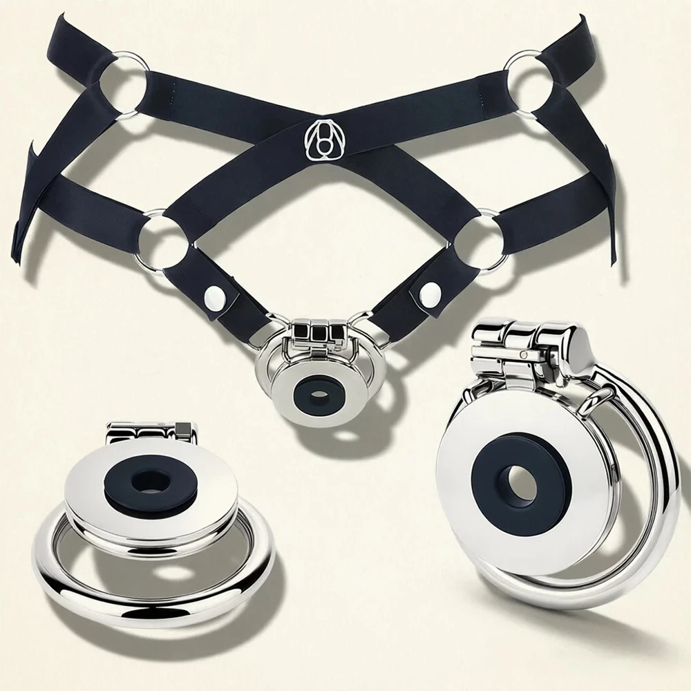 SMMQ Open-hole Design Chastity Cage With Silicone Pad Metal Cock Ring Male Penis Lock BDSM Slave Play Adult Toy For Couplee