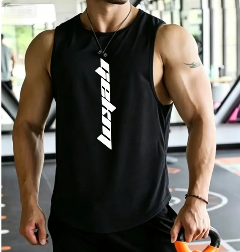 2026 Men's sleeveless fitness shirt anime M sports leisure jogging fast drying summer training clothes men