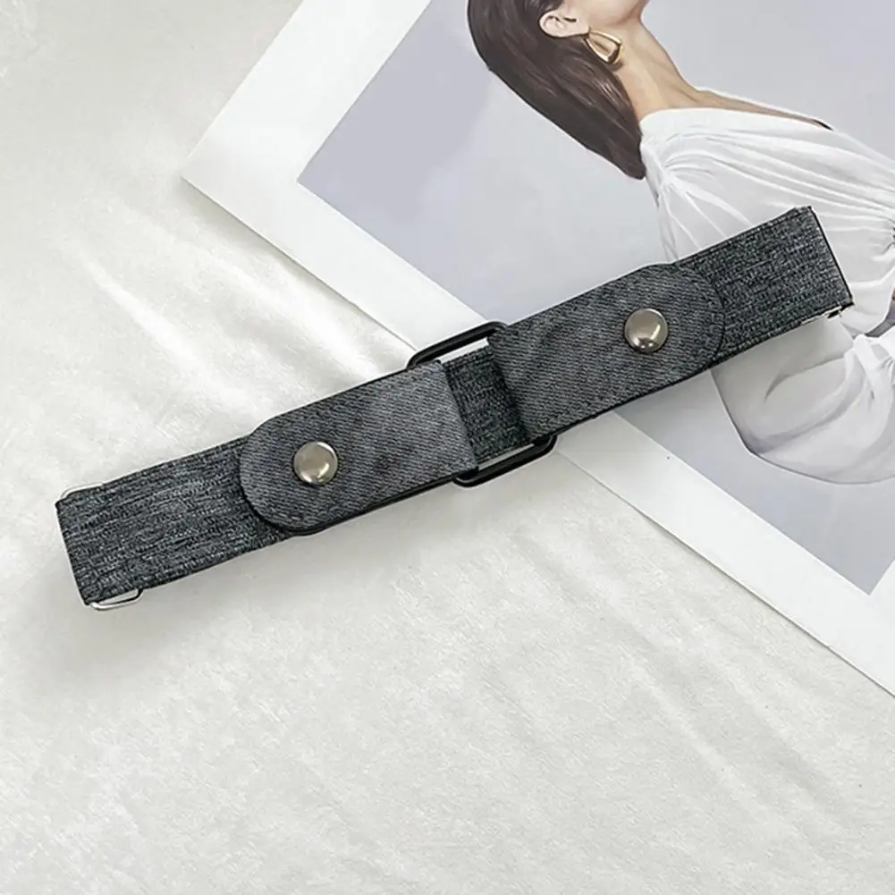 Jeans Belt For Women Adjustable Invisible Buttons Closure Unisex Belt No Buckle Stretchy Jeans Lazy Belt Costume Accessories