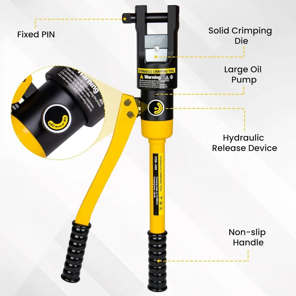 Pince à sertir hydraulique robuste avec 13 paires de matrices pour câbles 9AWG à 600MCM, alimentation 16 tonnes
