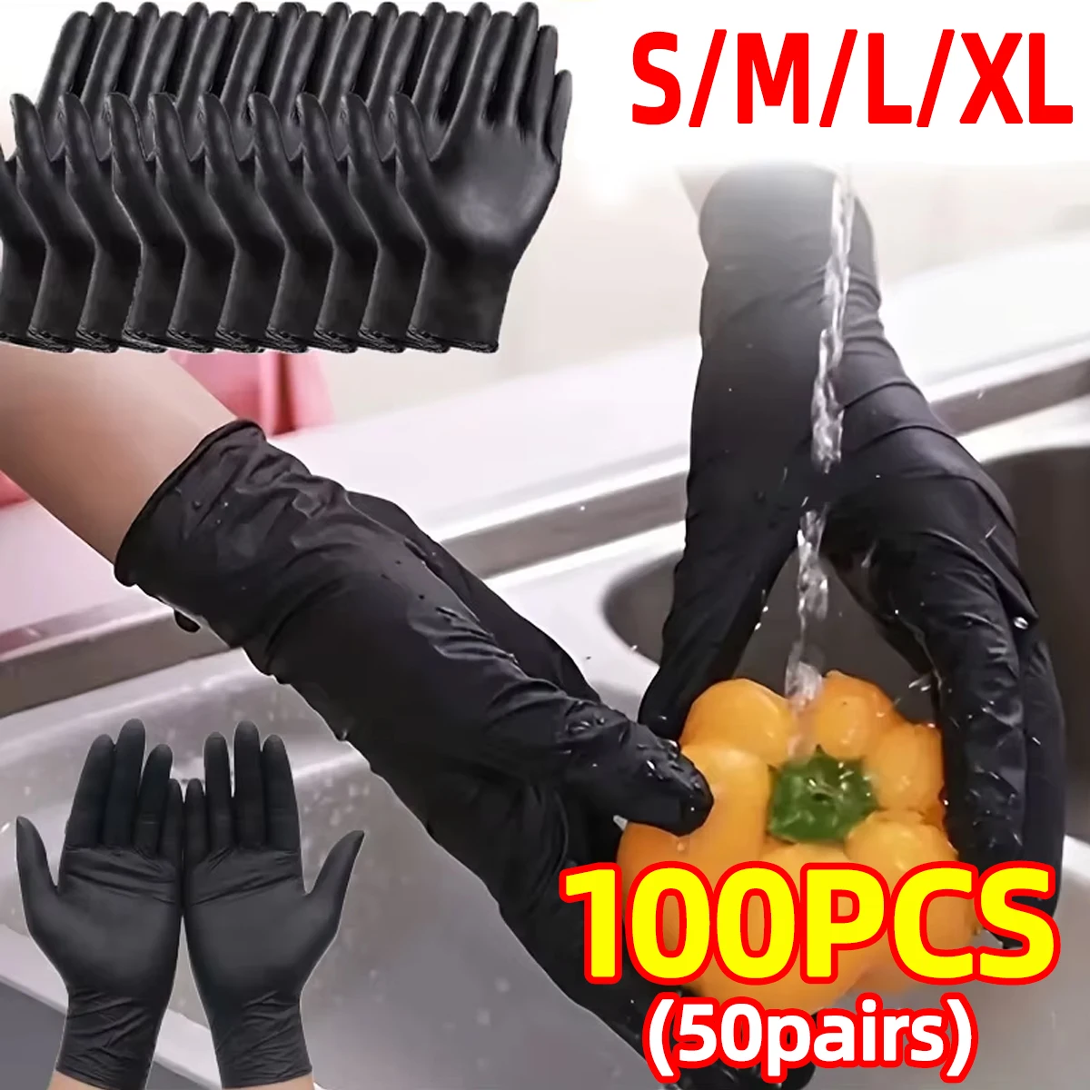 Robuste schwarze Einweg-Nitrilhandschuhe für die Autowartung, PVC, latexfrei, antistatisch, ölbeständige Handschuhe für die Tätowierungsarbeit