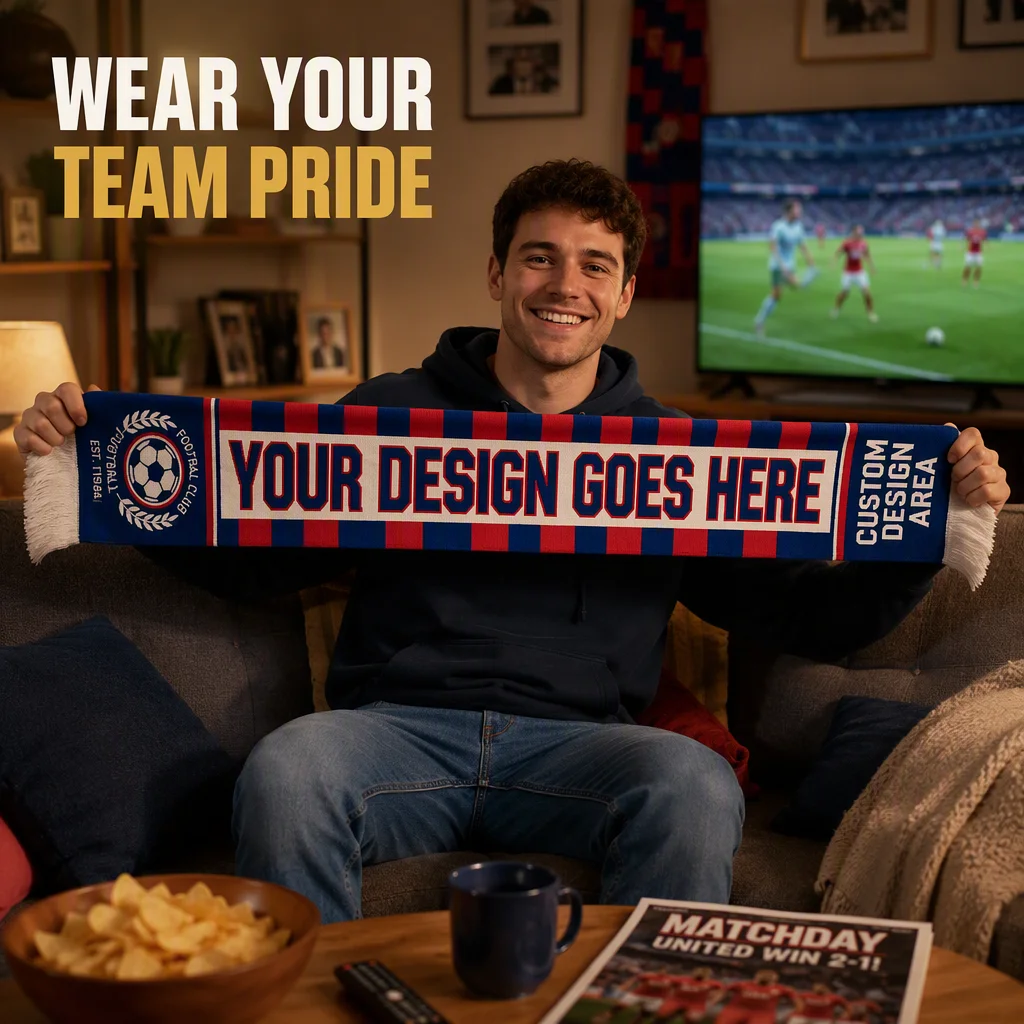 Custom Printed Football Scarf DIY Personalised Team Logo Name Soccer Fans Scarves with Fringes Tassels Sports Souvenir