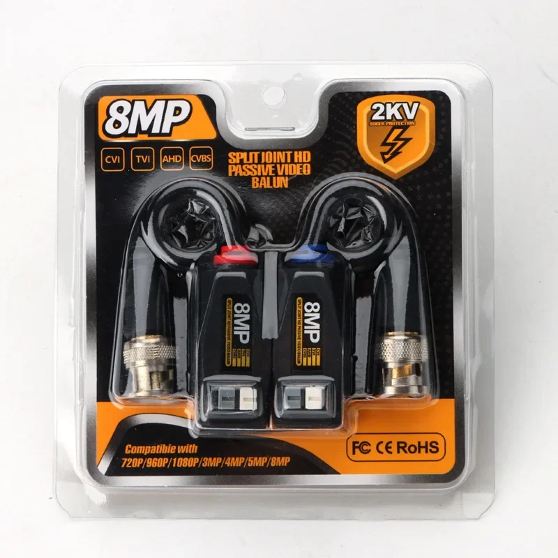 

1Pairs 8MP BNC Video Balun Connector Transmission Twisted Pair Transmitter Cctv Cable Support HD 8MP AHD/CVI/TVI Camera