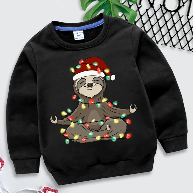 Christmas Animal Cartoon Print Children\'s Sweatshirt Cartoon Brand Clothing Loose Round Neck Long Sleeve Pullover Toddler Cloth