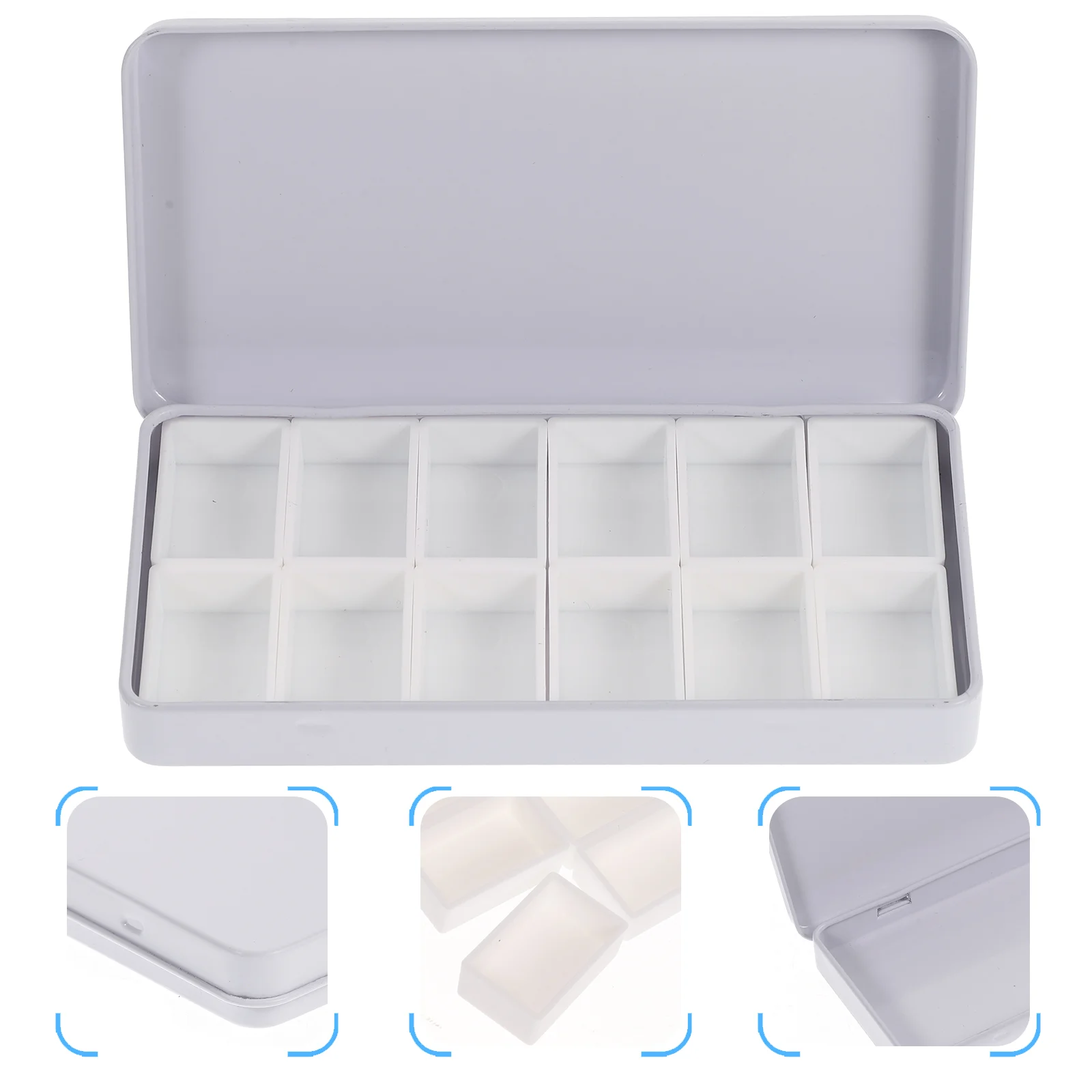 System Watercolor Grid Case for Artist Student Palettes Paint Plastic Pan Box White Blank Tin Travel