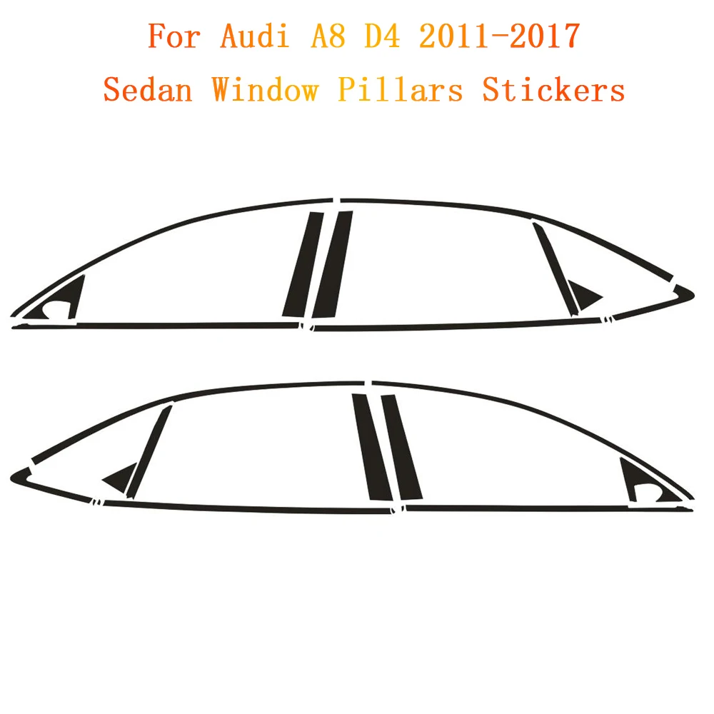 For Audi A8 S8 D4 2011-2017  Sedan Window Chrome Remote Dimming Racks ABC Glossy Black Stickers