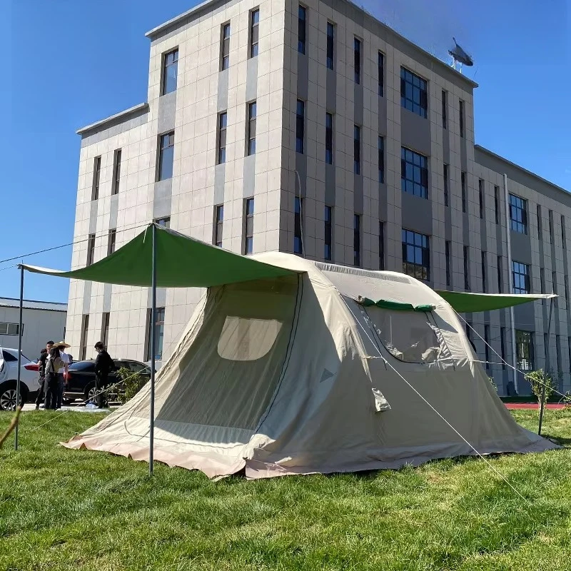 

Light Luxury Outdoor Inflatable Tent 2-3 Families Automatic Cotton Fabric Floor Room Ridge Tent Rain Protection Camping Hiking