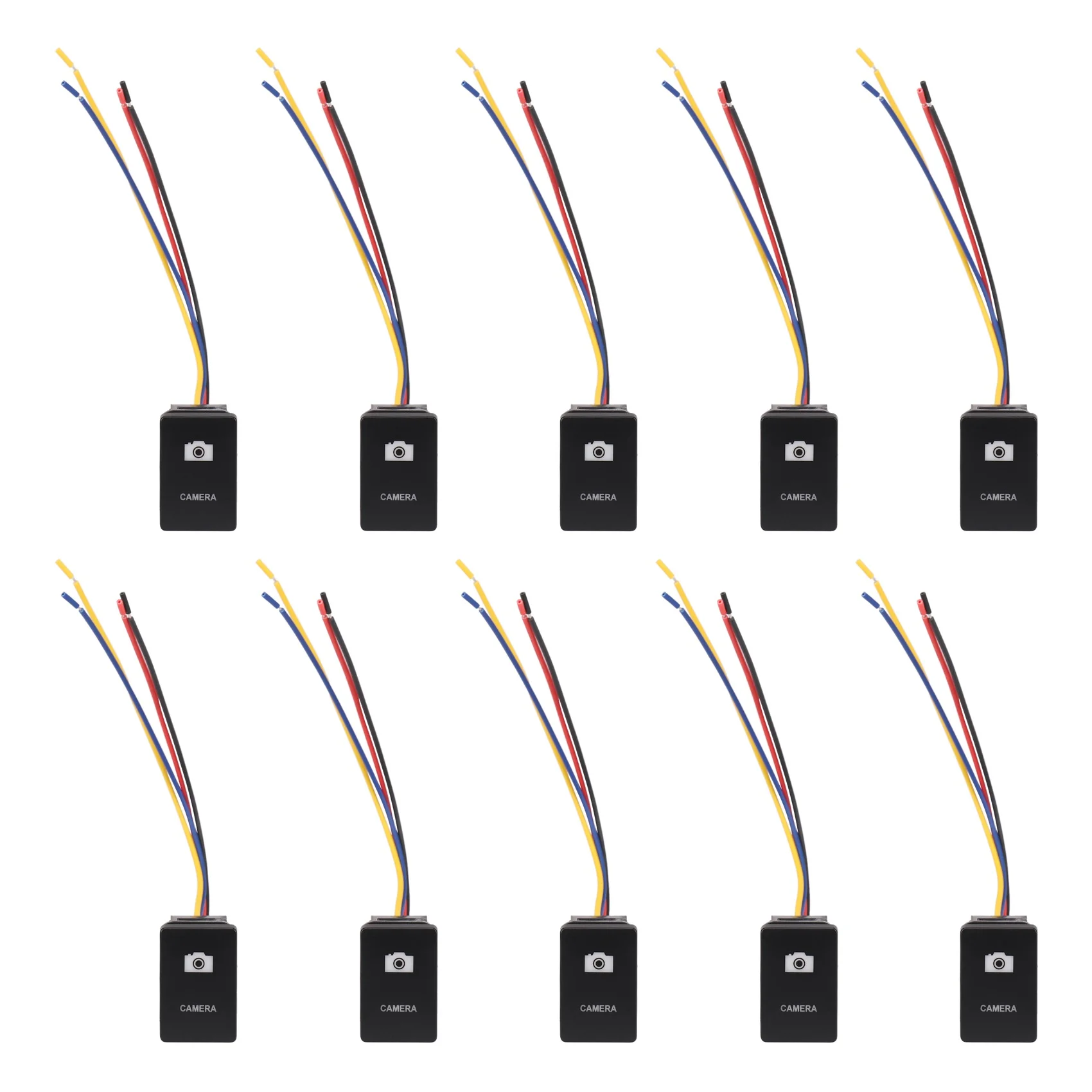 10Pcs 33X22mm 12V Blue LED Illuminated Switch On/Off for Toyota Landcruiser Yaris RAV4 Black